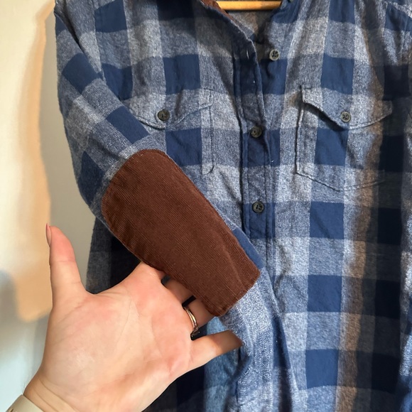 KAVU Blueberry Pie Blue Billie Jean Long Sleeve Flannel Button Down Top Size XS - Picture 9 of 12